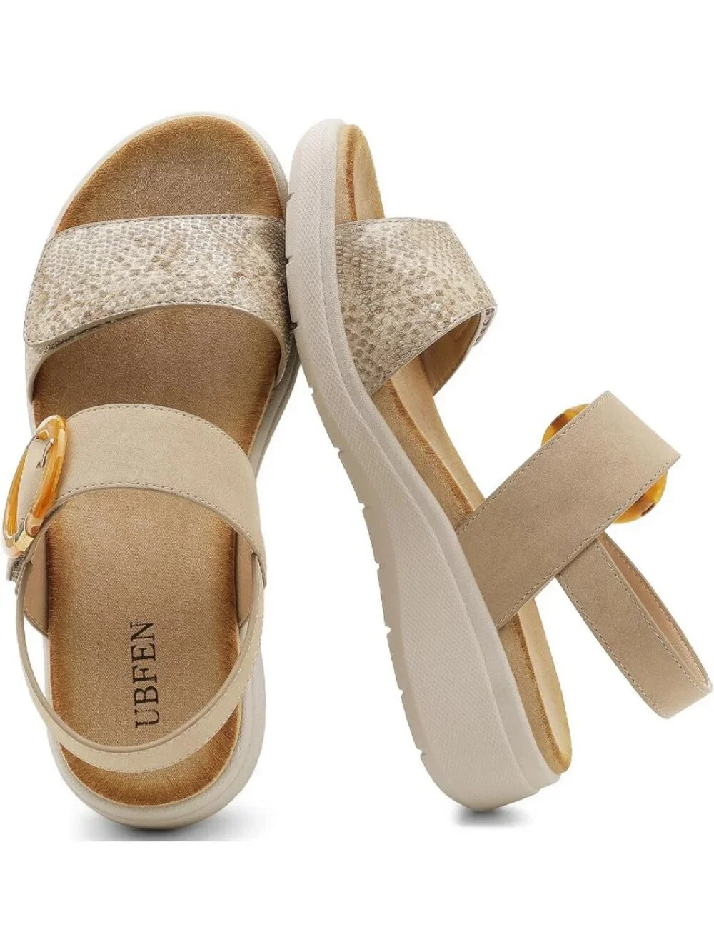 Women's Khaki Summer Comfortable Open Toe Comfy Casual Wedge Walking Sandals